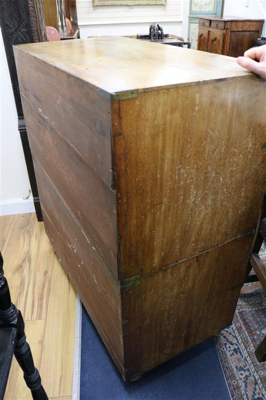 A 19th century mahogany military chest, W.100cm
